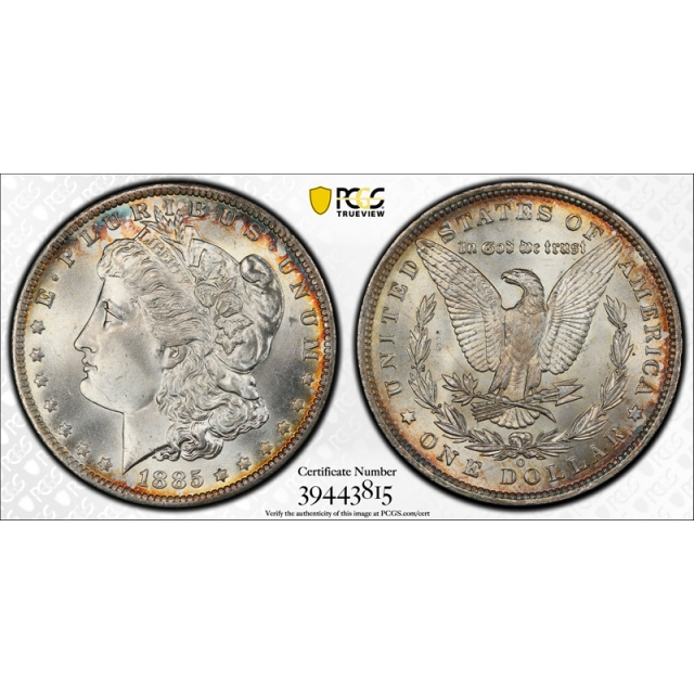 1885 O $1 Morgan Dollar PCGS MS 67 Uncirculated Mint State Toned Gem Cert#3815