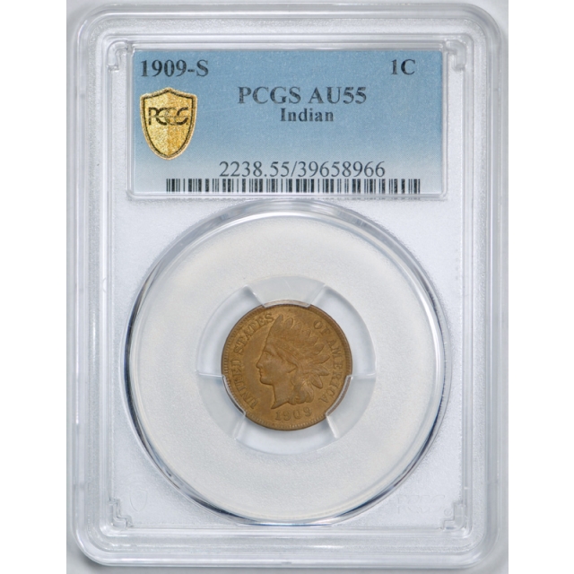1909 S 1C Indian Head Cent PCGS AU 55 About Uncirculated Key Date Original 