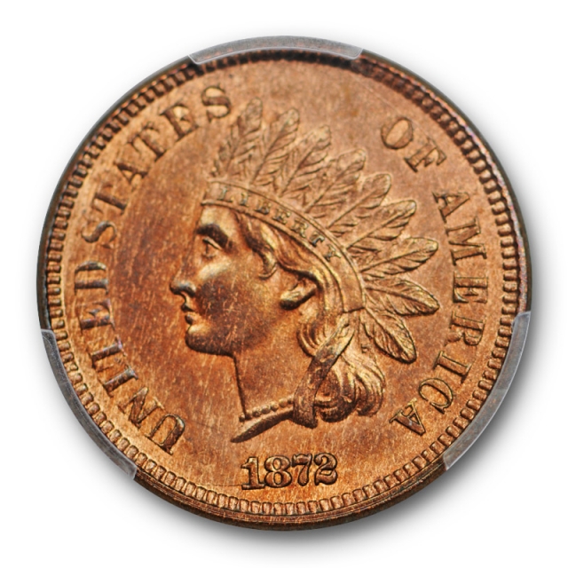 1872 1C Indian Head Cent PCGS MS 63 RB Uncirculated Red Brown Better Date Tough