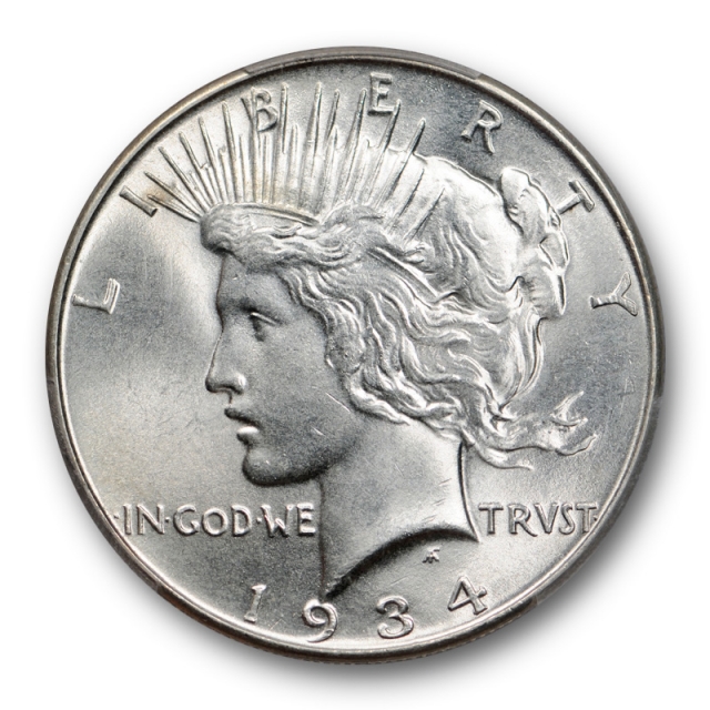 1934 $1 Peace Dollar PCGS MS 65 Uncirculated Mint State Blast White Lustrous !