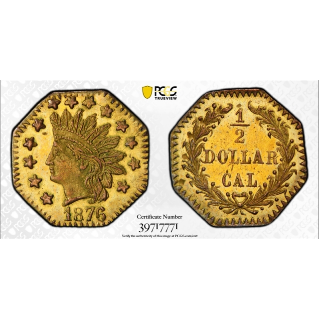 1876 50C BG-951 California Fractional Gold Half Dollar PCGS MS 64 Uncirculated