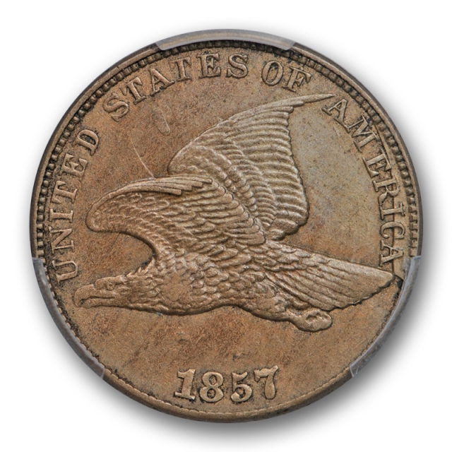 1857 1C Flying Eagle Cent PCGS AU 53 Snow 9 FS 402 Die Clash with 50c Variety Coin