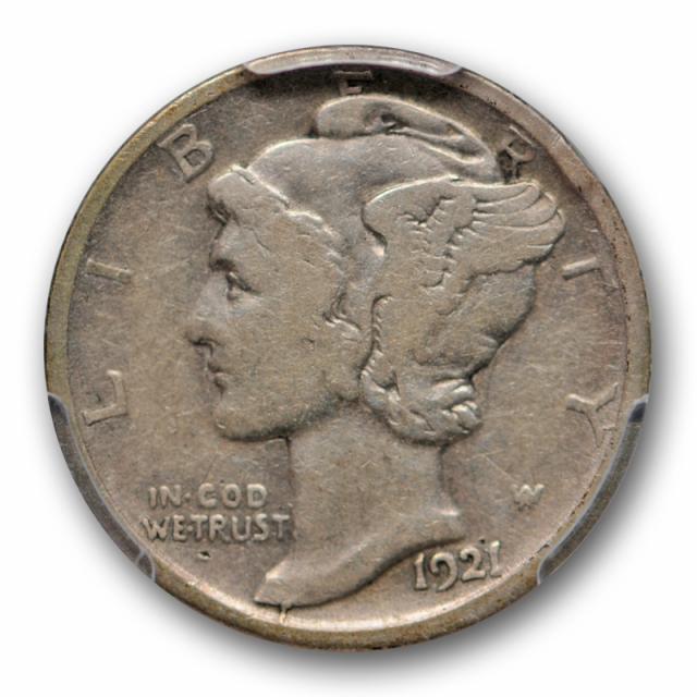 1921 D 10C Mercury Dime PCGS F 12 Fine Denver Mint Key Date 