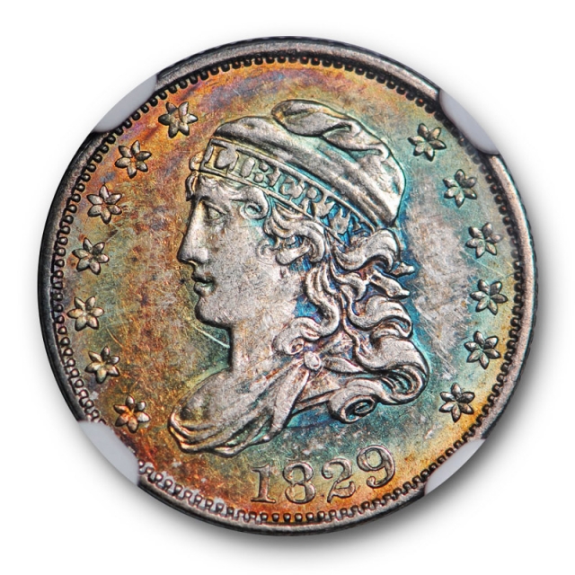 1829 Capped Bust Half Dime H10C NGC MS 62 Uncirculated Toned Beauty 