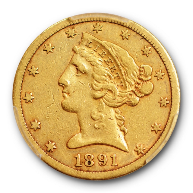 1891 CC $5 Liberty Head Half Eagle PCGS XF 40 Extra Fine Carson City Mint 