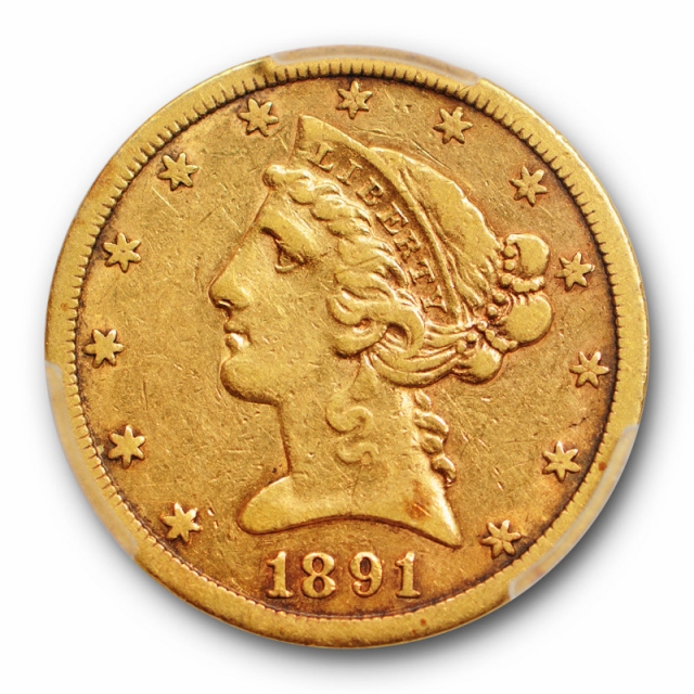 1891 CC $5 Liberty Head Half Eagle PCGS VF 35 Very Fine to XF Carson City Mint