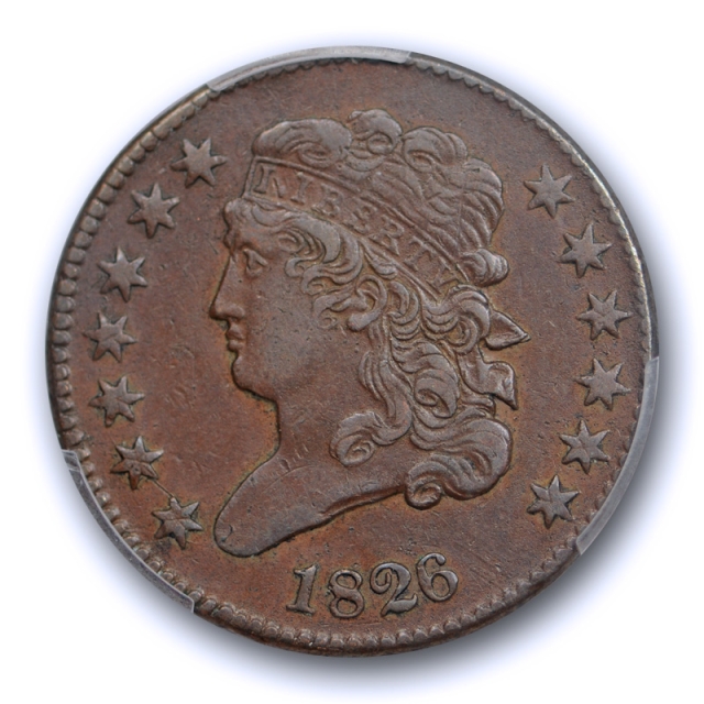 1826 1/2C Classic Head Half Cent PCGS XF 45 Extra Fine to About Uncirculated Low Mintage