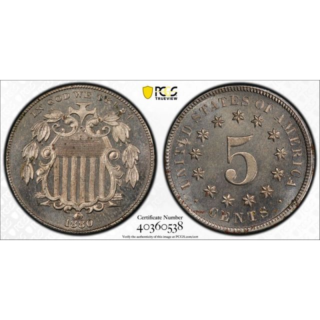 1880 5C Shield Nickel PCGS PR 64 Proof Low Mintage Key Date Tough Coin