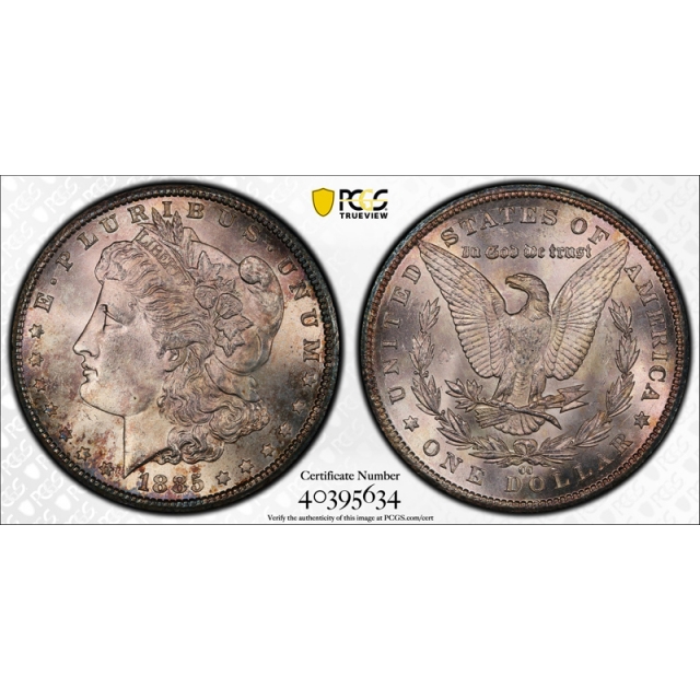 1885 CC $1 Morgan Dollar PCGS MS 65 Uncirculated Carson City Toned 