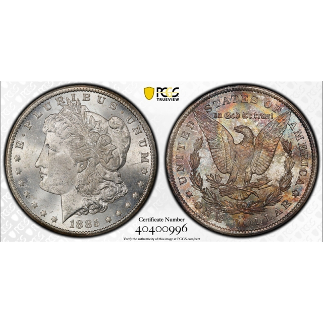 1885 CC $1 Morgan Dollar PCGS MS 62 Uncirculated Carson City Toned Cert#0996
