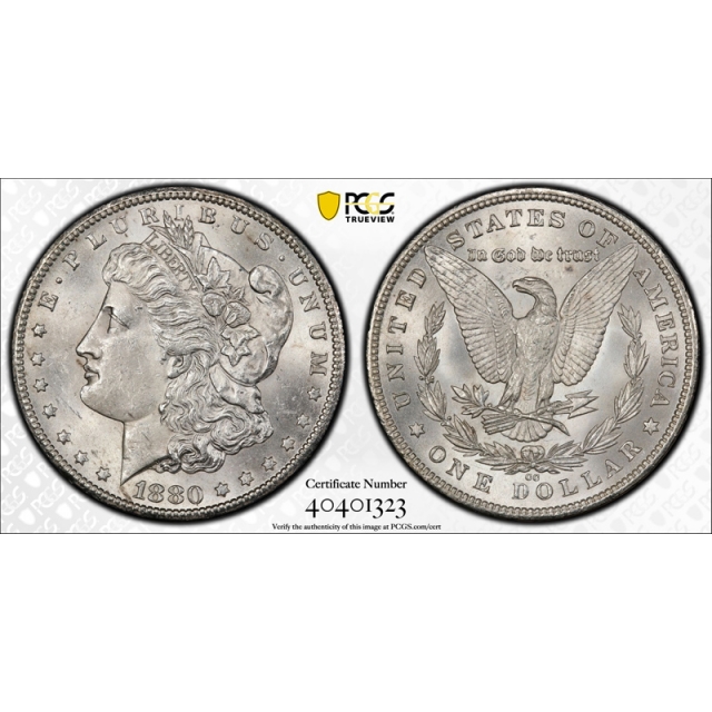 1880 CC $1 Morgan Dollar PCGS MS 62 Uncirculated Carson City White