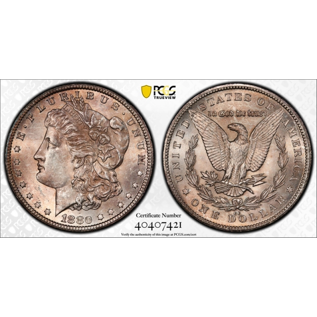 1880 CC $1 Morgan Dollar PCGS MS 63 Uncirculated Carson City Toned Cert#7421