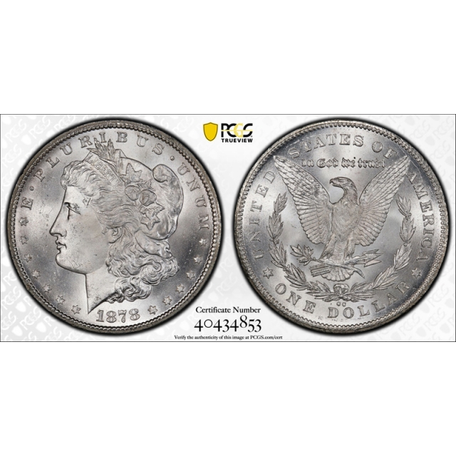 1878 CC $1 Morgan Dollar PCGS MS 65+ Uncirculated Carson City Mint Blast White