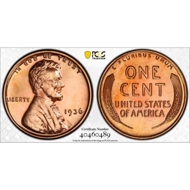 1936 1C Brilliant Proof Lincoln Wheat Cent PCGS PR 65 Red RD Stunning ! 