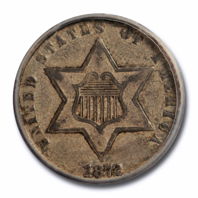 1872 3CS Three Cent Silver Piece ANACS EF 40 Extra Fine Key Date Rare US Coin ! 