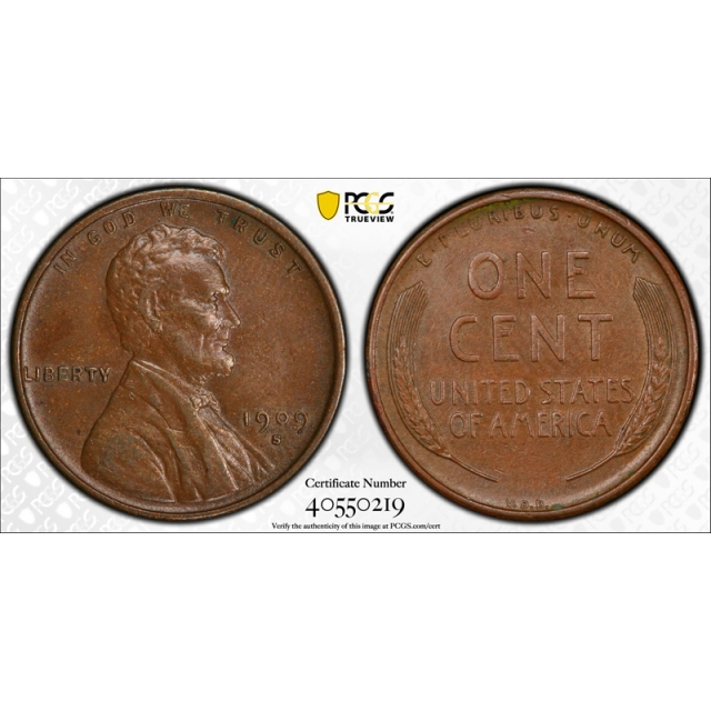 1909 S VDB 1C Lincoln Wheat Cent PCGS AU 55 About Uncirculated CAC Approved Key Date