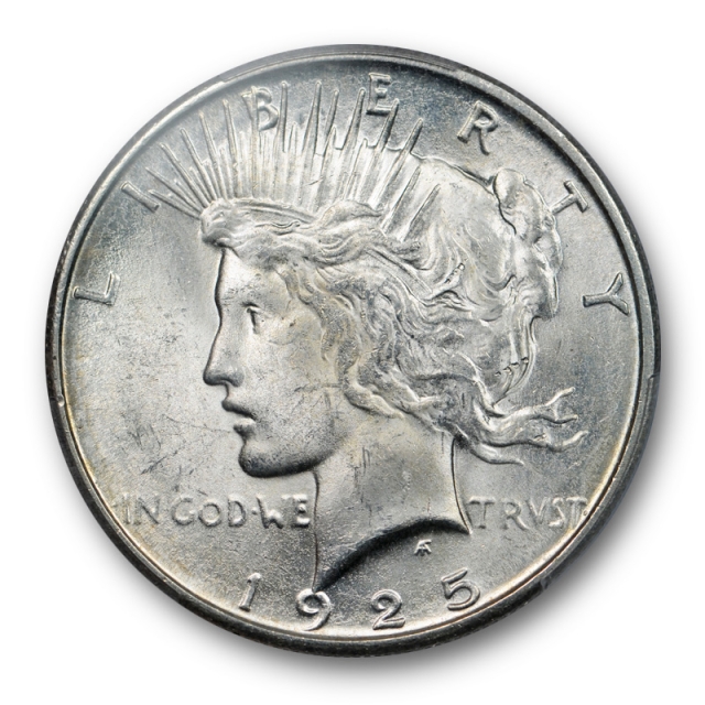 1925 S $1 Peace Dollar PCGS MS 63 Uncirculated Better Date Mostly White 