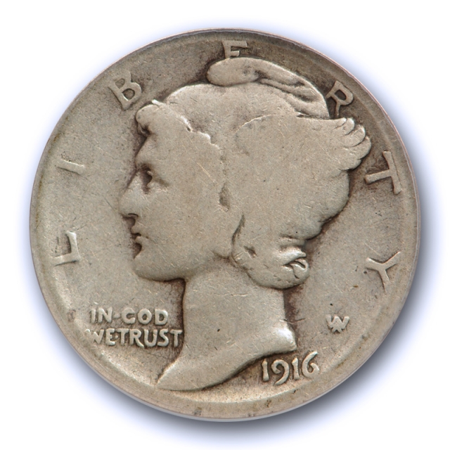 1916 D 10C Mercury Dime ANACS G 4 Good Denver Mint Key Date Original Tough Coin !