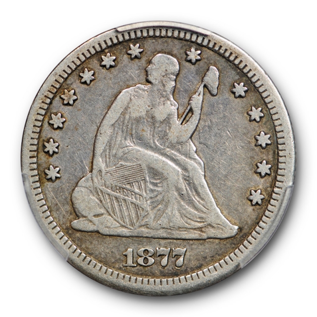 1877 CC 25C Seated Liberty Quarter PCGS VF 25 Very Fine Carson City Mint !