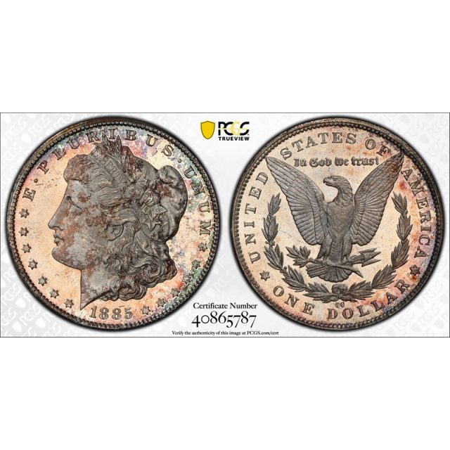 1885 CC $1 Morgan Dollar PCGS MS 64 Uncirculated Toned Looks Proof Like ! 