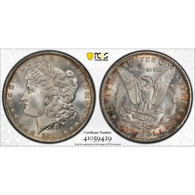 1882 CC $1 Morgan Dollar PCGS MS 65+ Uncirculated Carson City Mint Toned Attractive !