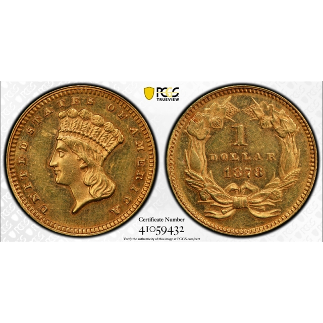 1878 G$1 Princess Head Gold Dollar PCGS MS 61 Uncirculated Looks Proof Like PL ! 