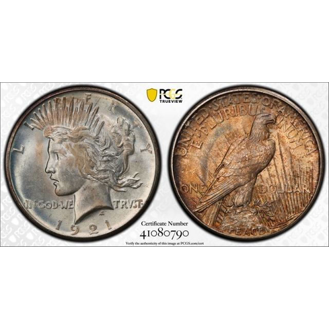 1921 $1 Peace Dollar High Relief PCGS MS 65+ CAC Approved Looks Nicer !