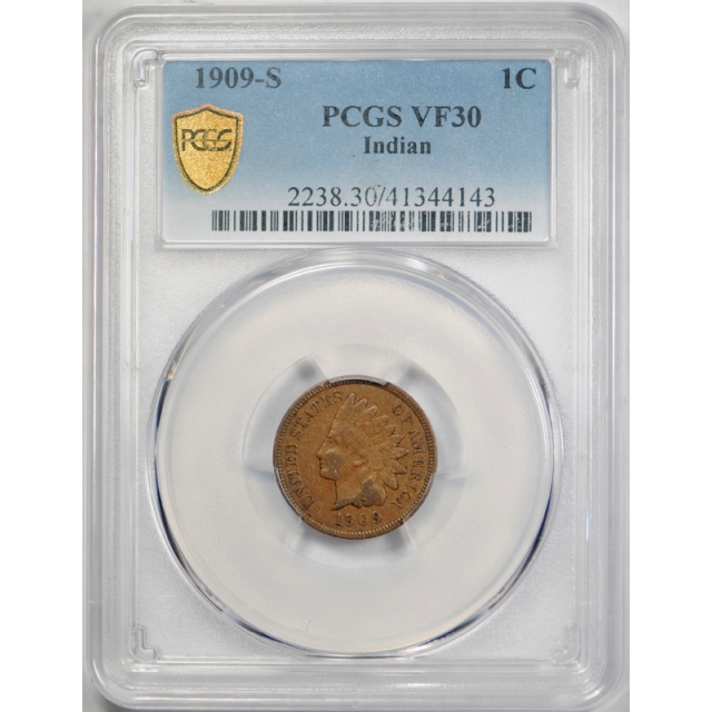 1909 S 1C Indian Head Cent PCGS VF 30 Very Fine to Extra Fine Key Date Original 