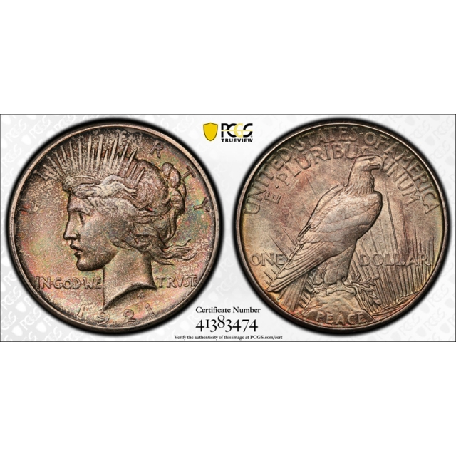 1921 $1 Peace Dollar High Relief PCGS AU 58 About Uncirculated Toned Key Date !
