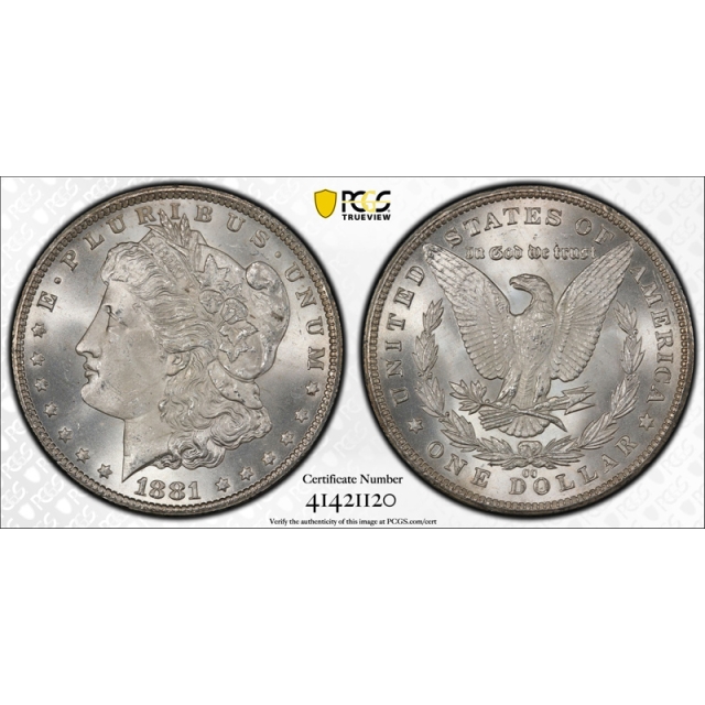 1881 CC $1 Morgan Dollar PCGS MS 66 Uncirculated Carson City White !