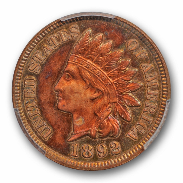 1892 1C Proof Indian Head Cent PCGS PR 62 RB Red Brown Pretty Toned Coin ! 