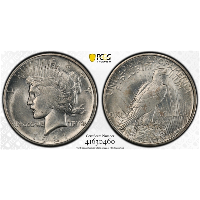 1921 $1 Peace Dollar PCGS MS 62 Uncirculated High Relief Key Date US Coin Tough !