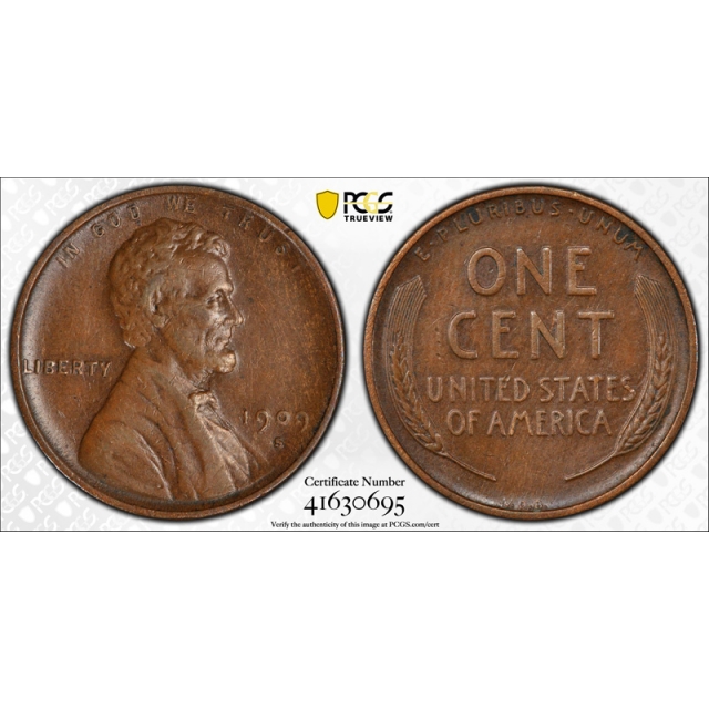 1909 S VDB 1C Lincoln Wheat Cent PCGS XF 45 Extra Fine to AU CAC Approved Key Date !