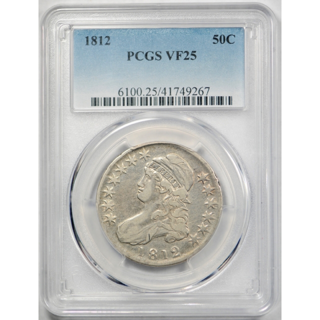 1812 50C Capped Bust Half Dollar PCGS VF 25 Very Fine to Extra Fine Type Coin 