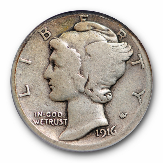 1916 D 10C Mercury Dime ANACS VG 8 Very Good Key Date Denver Mint Strong Coin 