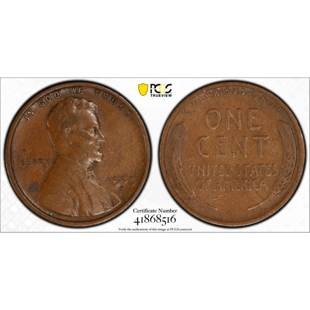 1909 S 1C Lincoln Wheat Cent PCGS VF 35 Very Fine to Extra Fine Key Date 
