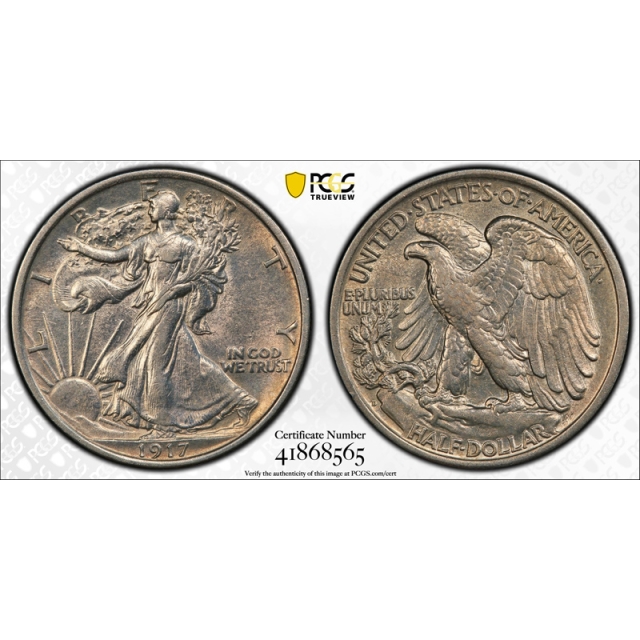 1917 D 50C Reverse Walking Liberty Half Dollar PCGS AU About Uncirculated Details Cleaned Sharp!