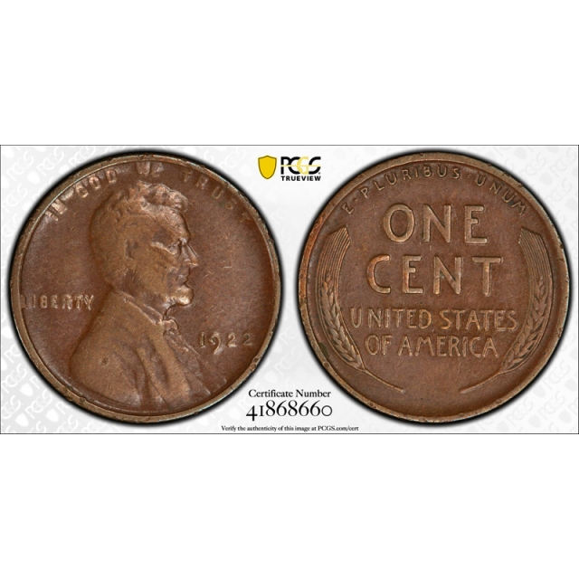 1922 No D 1C Strong Reverse Lincoln Wheat Cent PCGS XF 40 Extra Fine Tough Coin