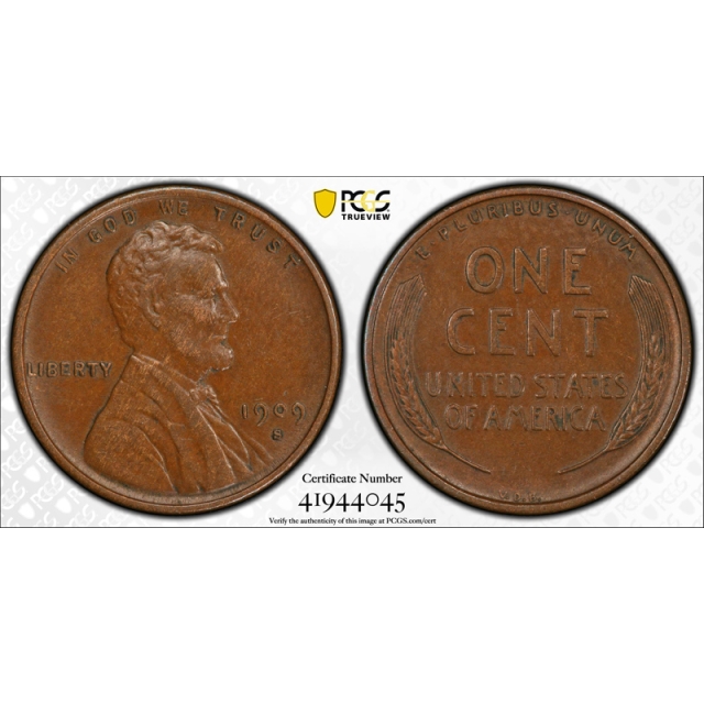 1909 S VDB 1C Lincoln Wheat Cent PCGS AU 50 About Uncirculated CAC Approved Key Date Cert#4045