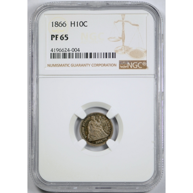 1866 Seated Liberty Half Dime NGC PF 65 Proof Key Date Original Toned Coin 