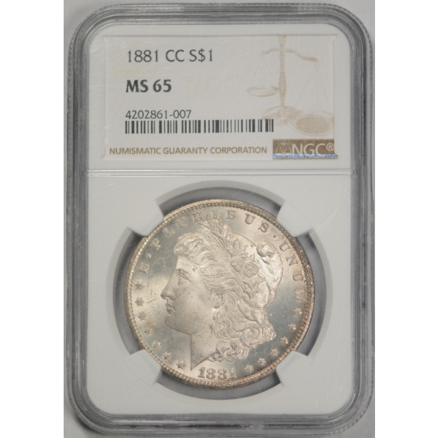 1881 CC $1 Morgan Dollar NGC MS 65 Uncirculated Carson City Mint Lightly Toned 