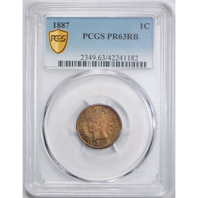 1887 1C Proof Indian Head Cent PCGS PR 63 RB Red Brown Low Mintage Coin !