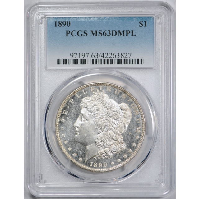 1890 $1 Morgan Dollar PCGS MS 63 DMPL Deep Mirror Proof Like Stunning Coin ! 