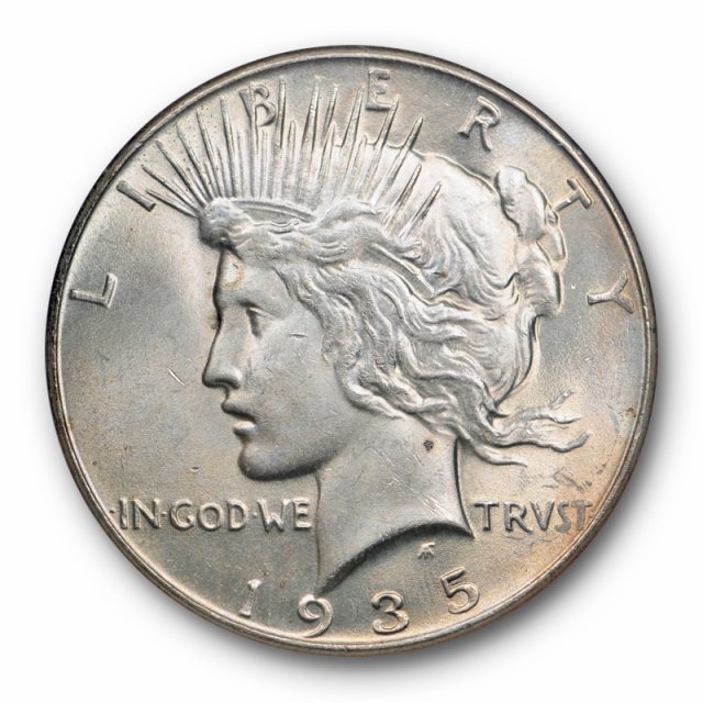 1935 $1 Peace Dollar ANACS MS 64 Uncirculated Attractive Old Holder  