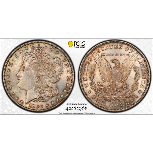1890 CC $1 Tailbar Morgan Dollar PCGS MS 63 Uncirculated Carson City Mint Toned