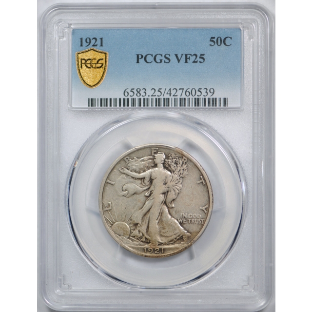 1921 50C Walking Liberty Half Dollar PCGS VF 25 Very Fine to Extra Fine Key Date