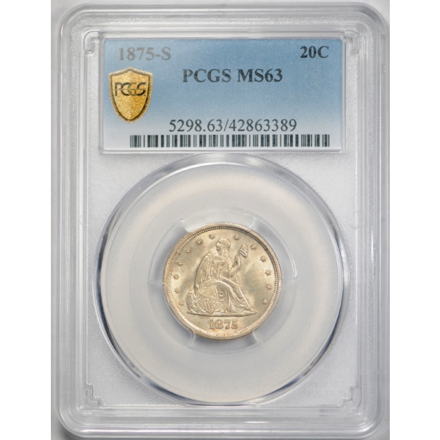 1875 S 20C Twenty Cent PCGS MS 63 Uncirculated Absolutely Stunning Beauty ! 