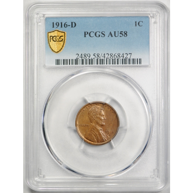 1916 D 1C Lincoln Wheat Cent PCGS AU 58 About Uncirculated Everyman's Set Coin 