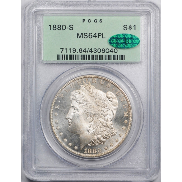 1880 S $1 Morgan Dollar PCGS MS 64 PL Proof Like OGH CAC Approved Stunner
