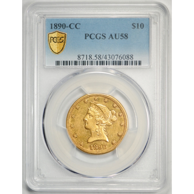 1890 CC $10 Liberty Head Eagle PCGS AU 58 Carson City Mint Gold Looks PL ! Nice 
